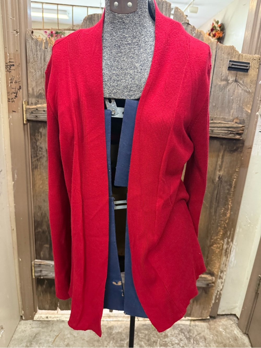 Source Unknown Bright Red Open-Front Women's Cardigan